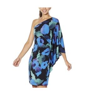 COLLEEN LOPEZ WOMEN'S KNIT ONE SHOULDER FLOUNCE DRESS